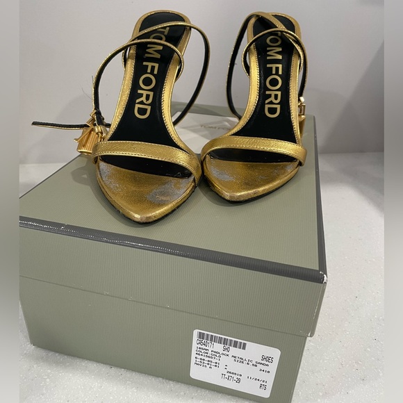Tom Ford Lock Metallic Stiletto Sandals - Picture 4 of 15